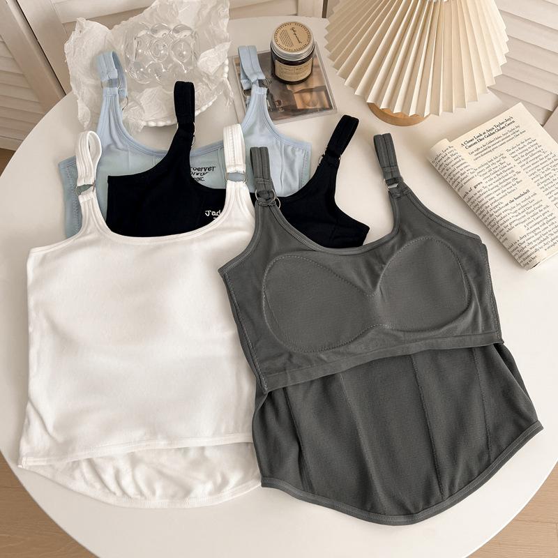 Fashion Printed Iron Buckle Small Suspender with Chest Pad Vest for Women's High-end Sense Inside Slim Fit Outside Spice Girl Pure Desire Top