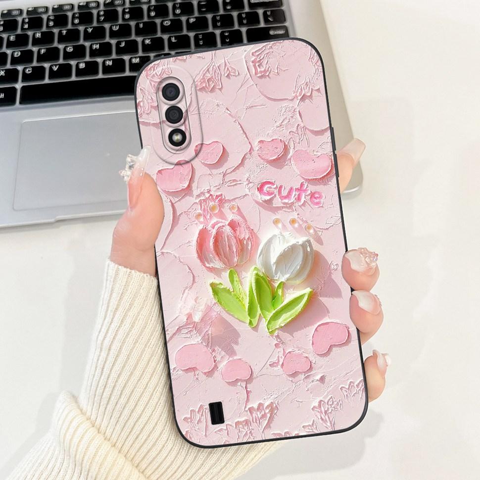 For Samsung Galaxy A01 Case Fashion Flower Painted Cover Soft TPU Matte Phone Case for Samsung A01 GalaxyA01 SM-A015F TPU