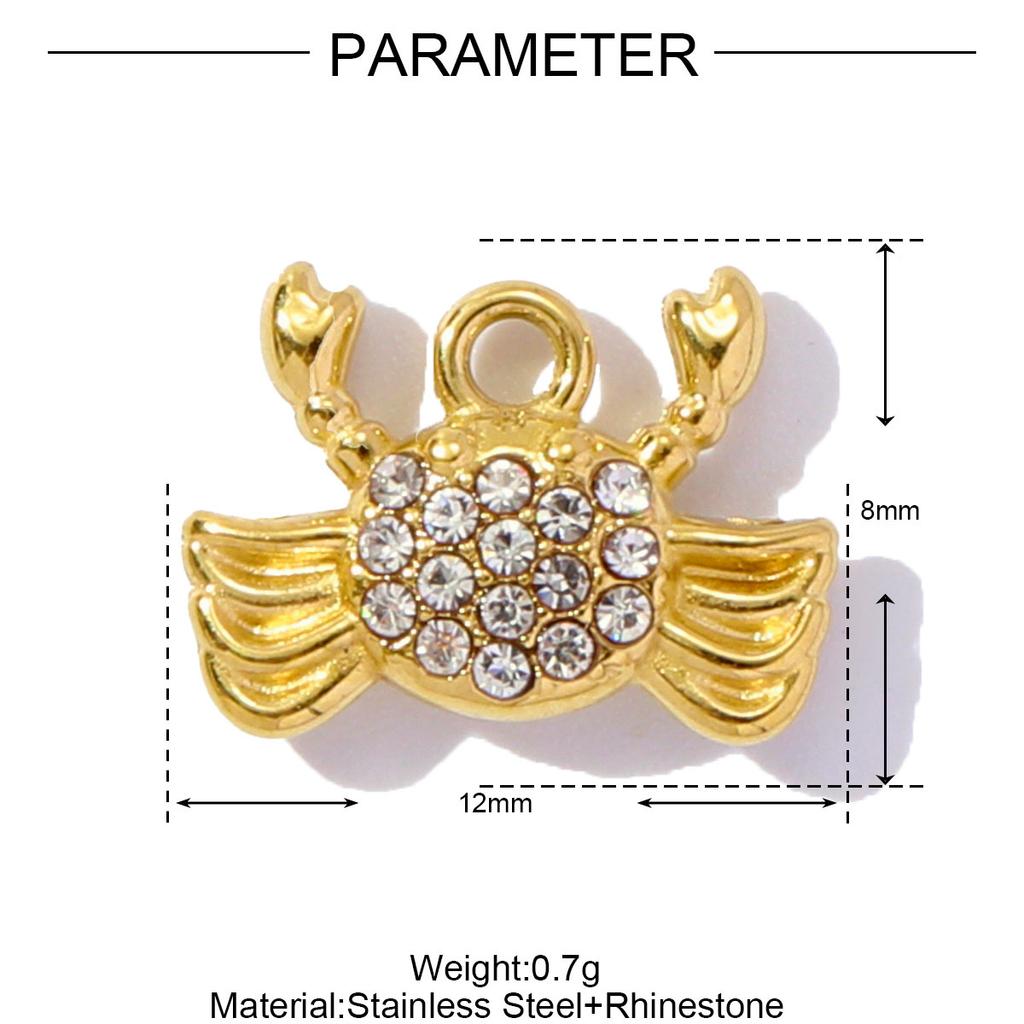 3pcs/Lot Stainless Steel Rhinestone Shell Starfish Crab Pendant Seahorse Dolphin Turtle DIY Charms Necklace Making Women Jewelry