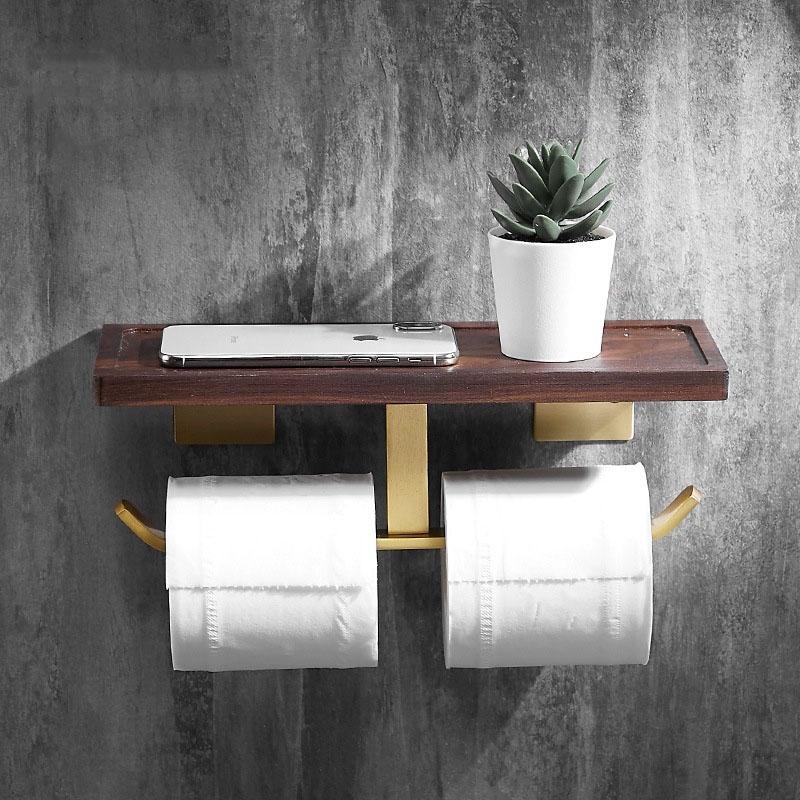 Walnut Bathroom Tissue Holder Wall Hanging Toilet Roll Paper Holder Toilet Paper Box Mobile Phone Toilet Paper Holder