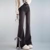 Black Slim-fit Bootcut Jeans for Women New Tall Long Slit High-waist Slim-fit Horseshoe Pants