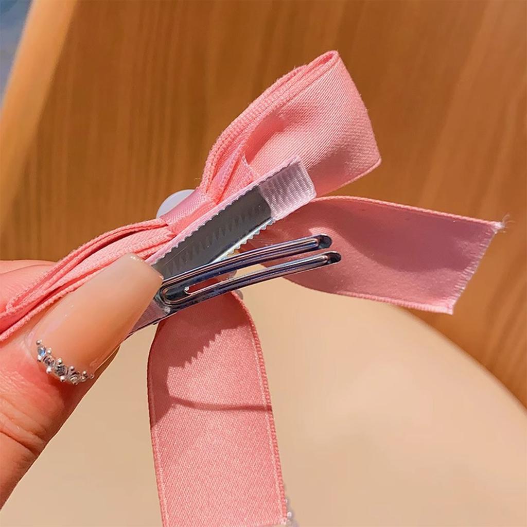 Elegant Double Bowknot Hair Clip for Kids with Tassel Pearls Designs Perfect for Little Girls Daily Wear and Event
