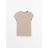 Za2025 Summer New Women Clothes Simple Round Neck Knitted Wooden Ear Short Sleeve T-shirt Top 06298199 806