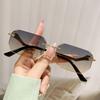  New Fashion Trending Small Rectangle Sunglasses Retro Metal Rimless Gradient Shades UV400