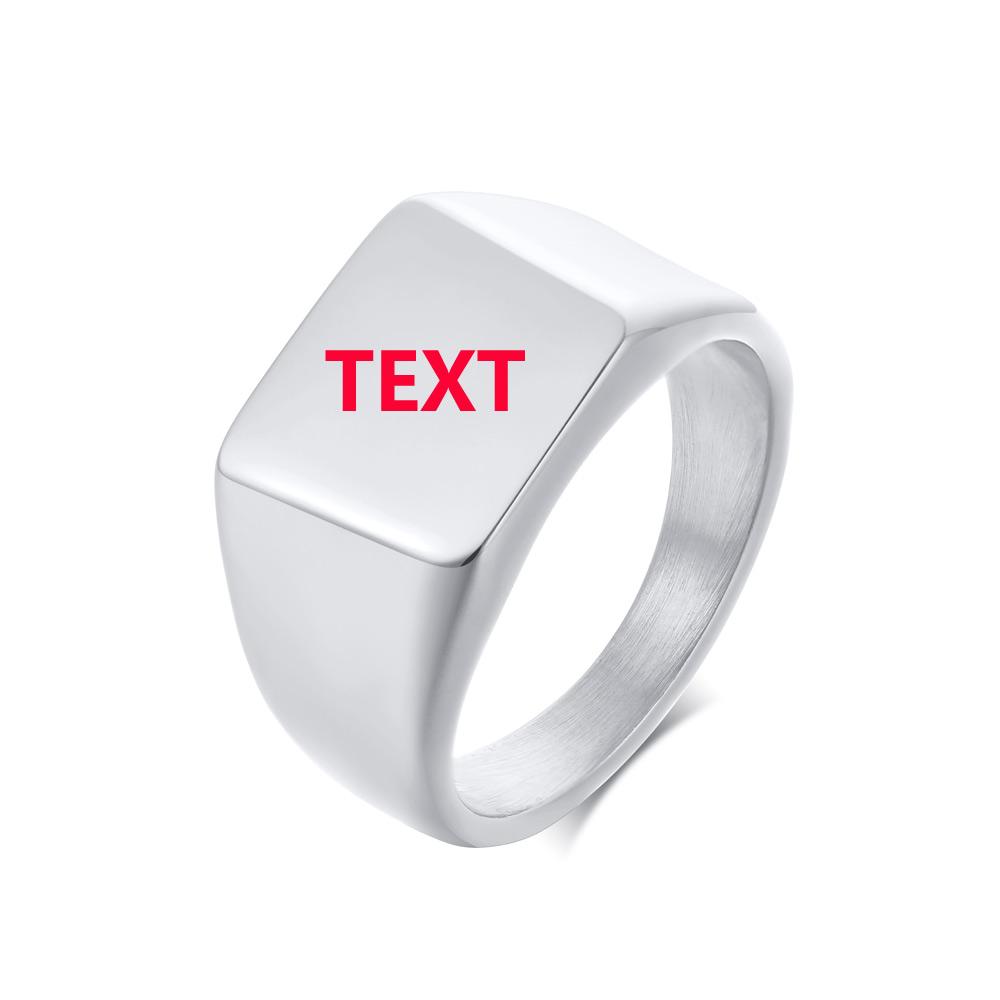 Elegant Personalized Bar Ring for Women Gold Color Stainless Steel Signet Stamp Ring Round Square Initial Custom Jewelry