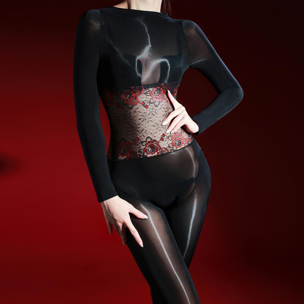 Oily Sexy One-Piece Socks Ultra-Thin Silky Smooth Oily Sexy Temptation Tight Women'S Stockings Clothes Open Pantyhose