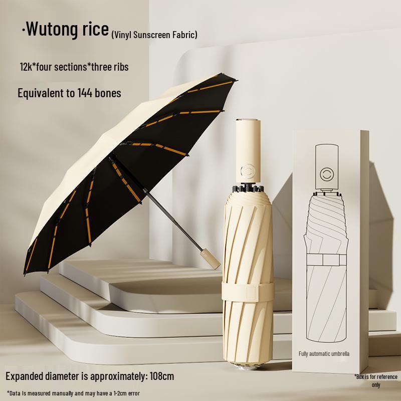 Compact Dual-Use Automatic Umbrella for Sun & UV Protection - Unisex, Large, Lightweight, Foldable
