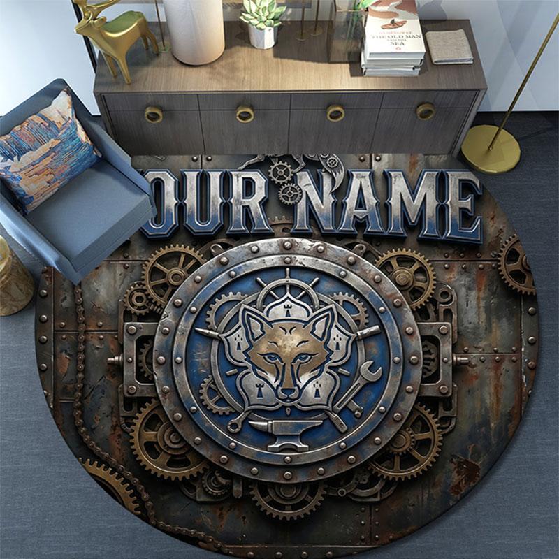 Custom Name,Leicester City pattern round rug,Carpet Rug for Living Room Bedroom Playroom ,Non-slip Floor Mat,Holiday Gifts and Birthday Gifts.