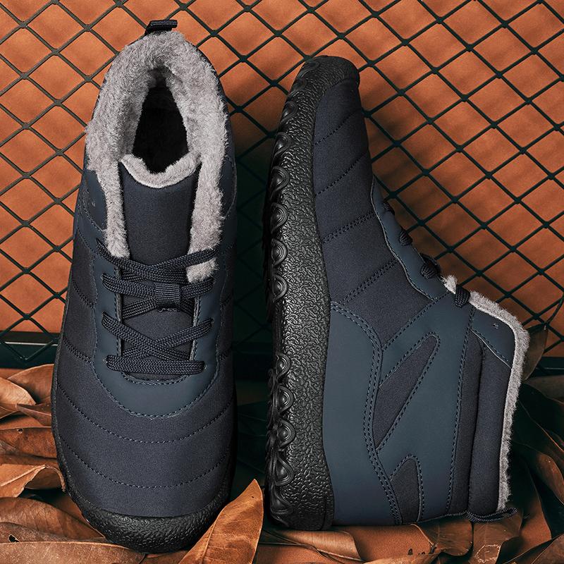 39-48 Zimní pánské outdoorové boty s vysokým svrškem a plusovým sametem, velká velikost, turistické boty plus teplá turistická obuv s kožešinou