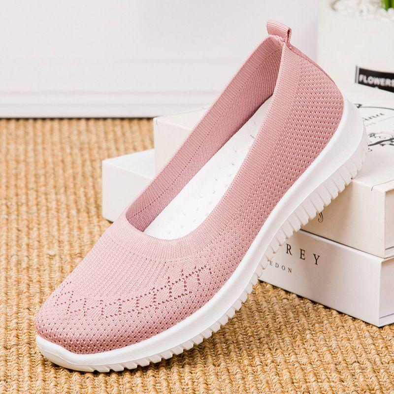 Stylish Knitted Casual Sneakers Women's Breathable Hollow Mesh Shoes