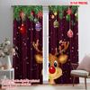 2pcs,2D Plane Printing Contemporary Curtains Christmas Tree Ornaments Reindeer Snowflakes Polyester Easy Install (without Rod)
