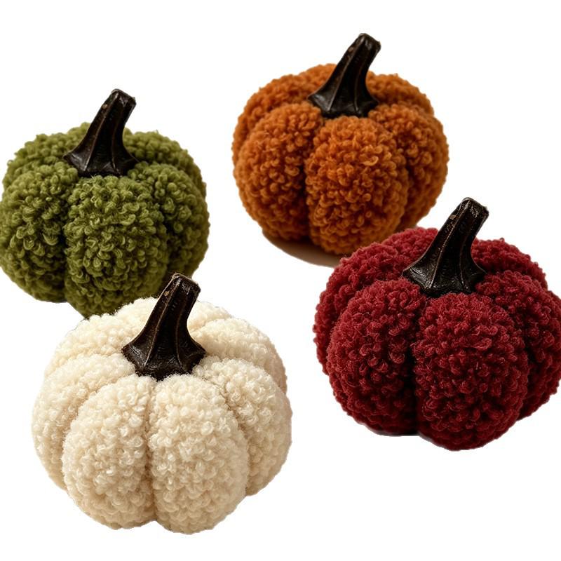 Cross-border Plush Pumpkin Halloween Ornament - Teddy Velvet Lamb Wool Decor.