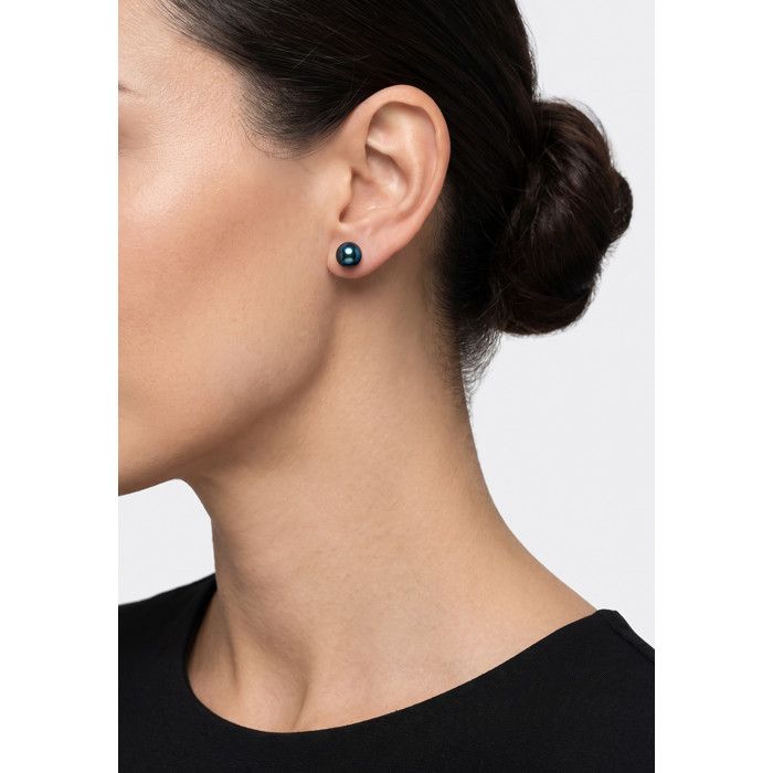 Boucles d'Oreilles - Pearls & Colors - Perle de Culture d'Eau Douce - Perle Noire - Argent 925 - Qualité AAA+ - Femme