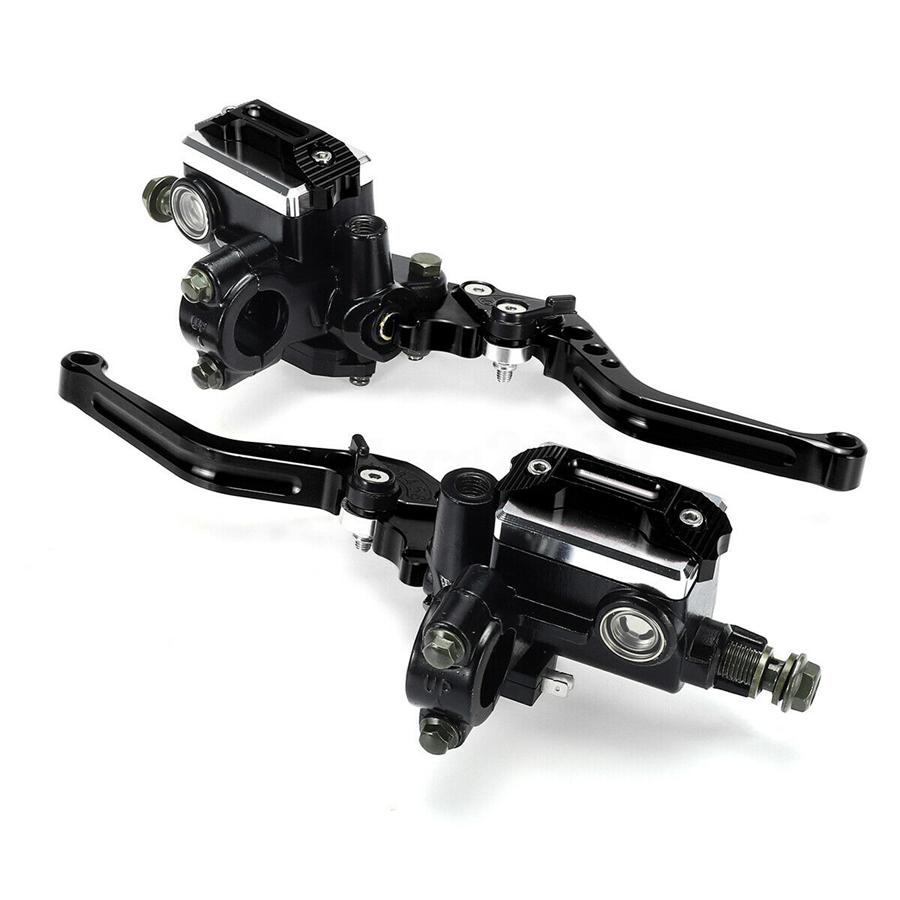 L+R 22mm Motorcycle Master Cylinder Hydraulic Brake Pump Clutch Levers Reservoir