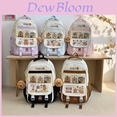 Kapibarasan Anime Backpack With Cushioned Straps Nylon Material For School Girls