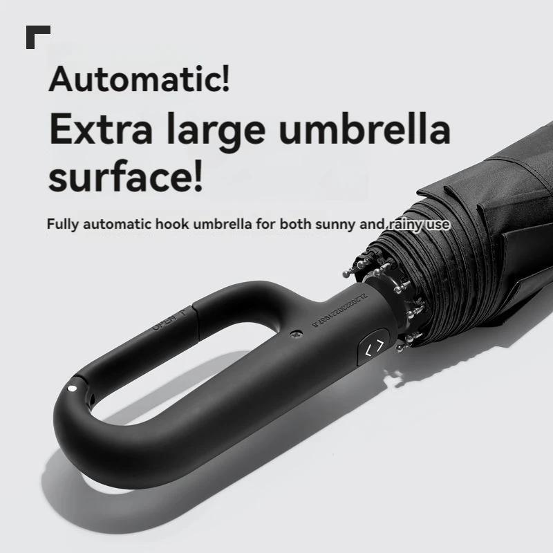 Automatic Umbrella for Men Women Fully Opened Ring Buckle Design 20 Ribs Extra Large Folding Strong Sunshade Double Umbrella