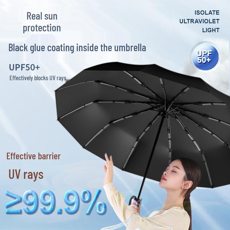Large Automatic Folding Umbrella for Men & Women - Dual-Use Sun & Rain Protection with UV Sunshade