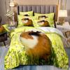 3D Digital Printing Cute Animal Hamster Bedding Three-Piece Quilt Cover