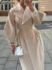 Autumn Newest Vintage Palace Style Lantern Sleeve Wide Neck Wool Coat Long Dress