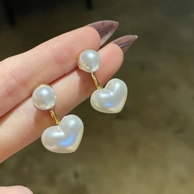 Women's Daily Chubby Heart Pearl Silver Needle Earrings