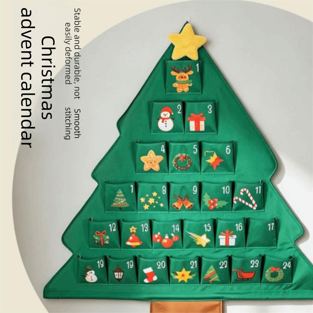 Cloth Ornaments Christmas Tree Shape Storage Bag Countdown Calendar Storage Bags Christmas Decor