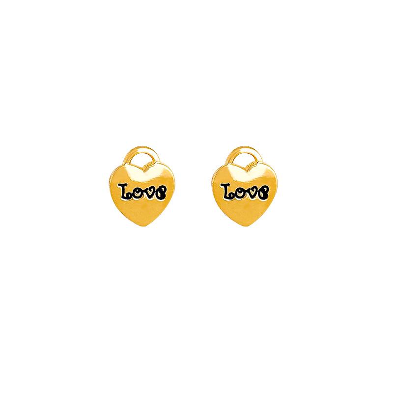 Korean Version Niche Versatile Metal Love Stud Earrings Women Cold Wind Personalized Commuting LOVE Earrings Simple Fashion Earrings
