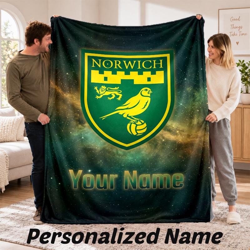 Norwich City Personalized Flannel Blanket Custom Name Text Soft Throw Blanket Home Decor