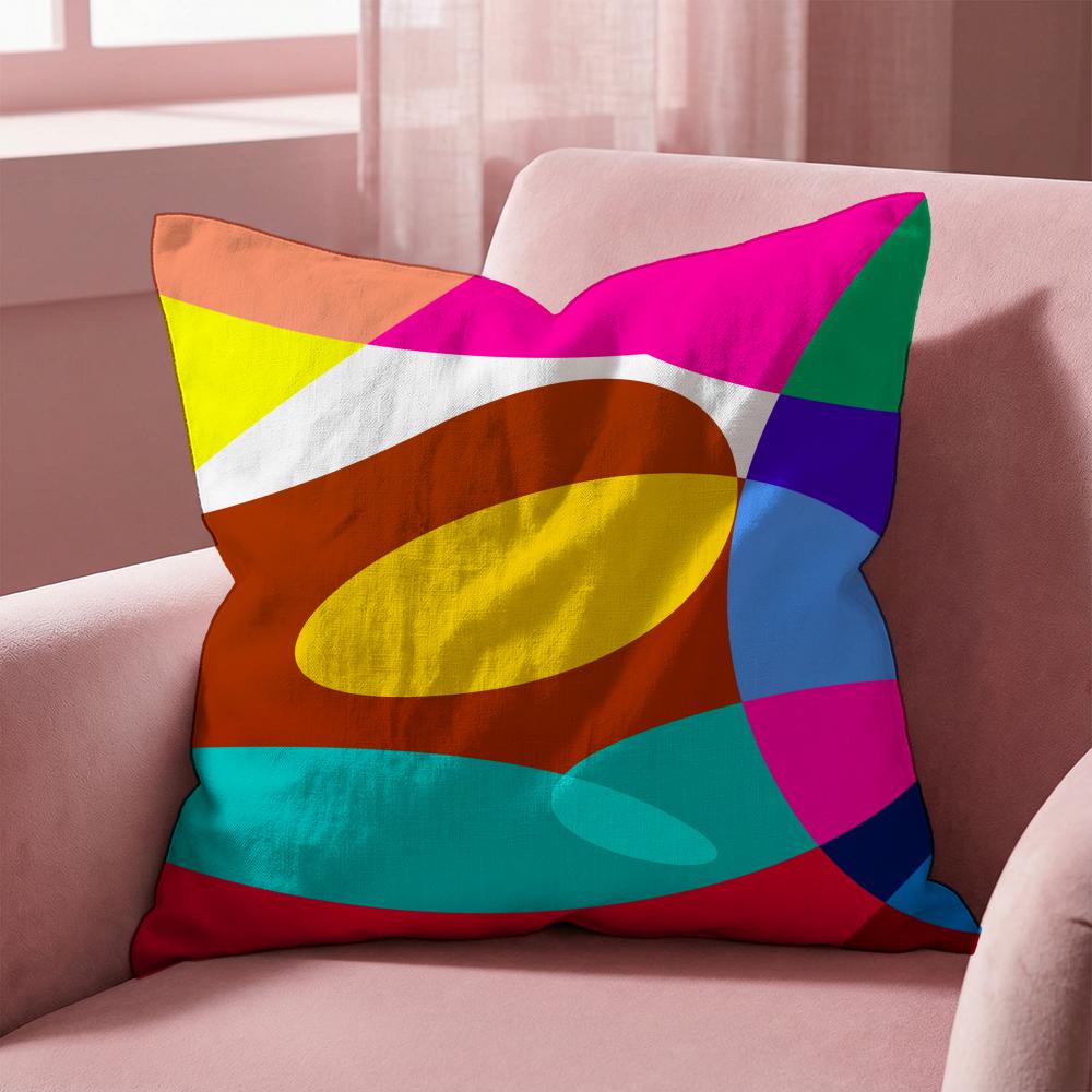 1Abstract Curve Colors Cushion Cover Multi-Scene Pillow Cover for Home & Car - Reversible, Soft & Durable for Daily Use