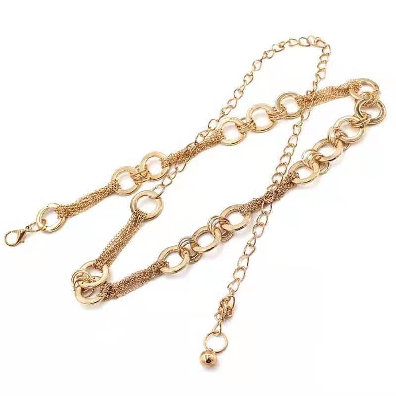 Korean Version of Metal Waist Chain Women's Ring Decorative Belt Versatile Skirt Strap Golden Buckle Simple Skirt Chain Trendy Body Chain