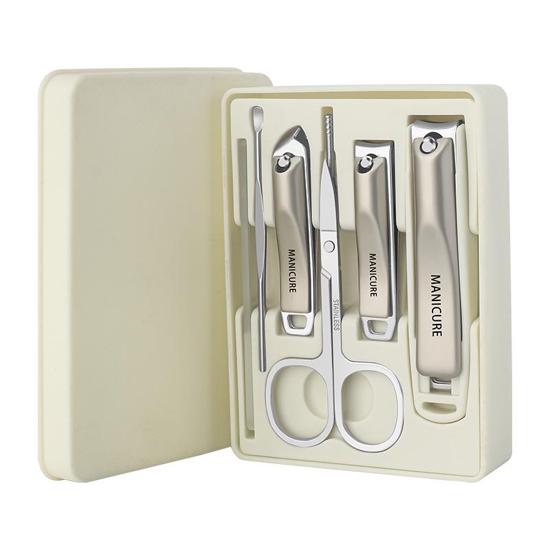 Anti-Splash Nail Clipper 6-Piece Set with Cover for Manicure & Pedicure