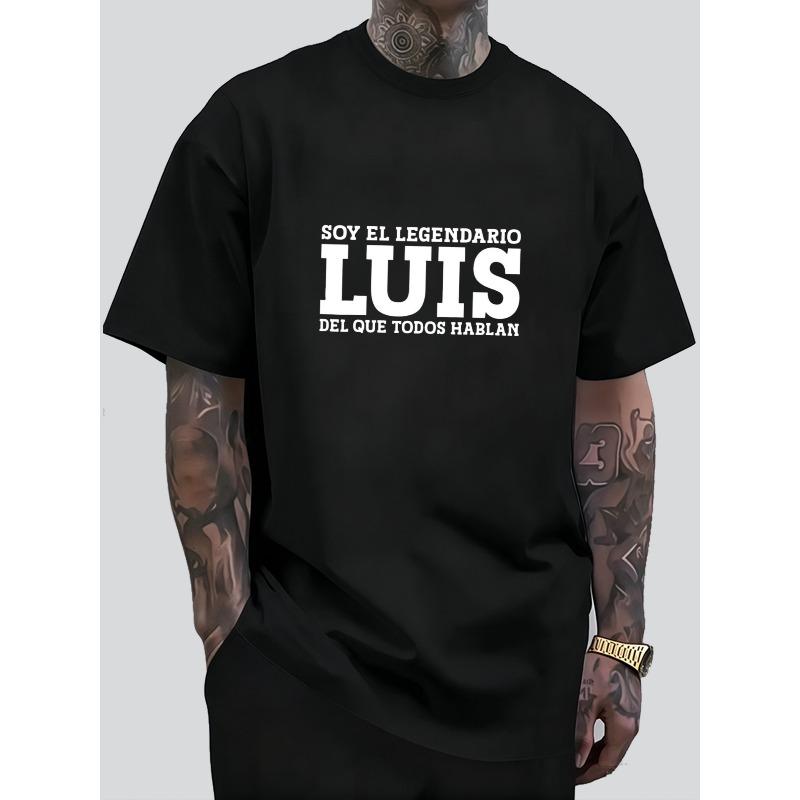 European Size Men'S Oversized 'Soy El Legendario Luis' Graphic T-Shirt, Spanish Attitude Streetwear Tee