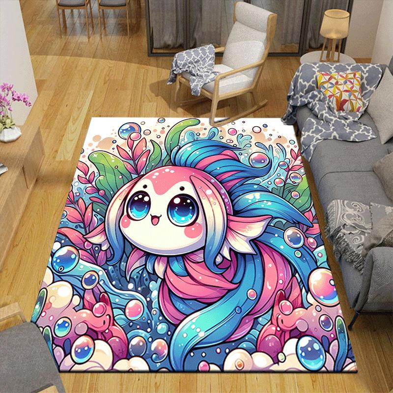 1pc Cute little goldfish Print, Design Indoor Area Rug, Soft, Anti-Slip, and Durable Gaming Room Decor for Bedroom, Living Room, and Exercis