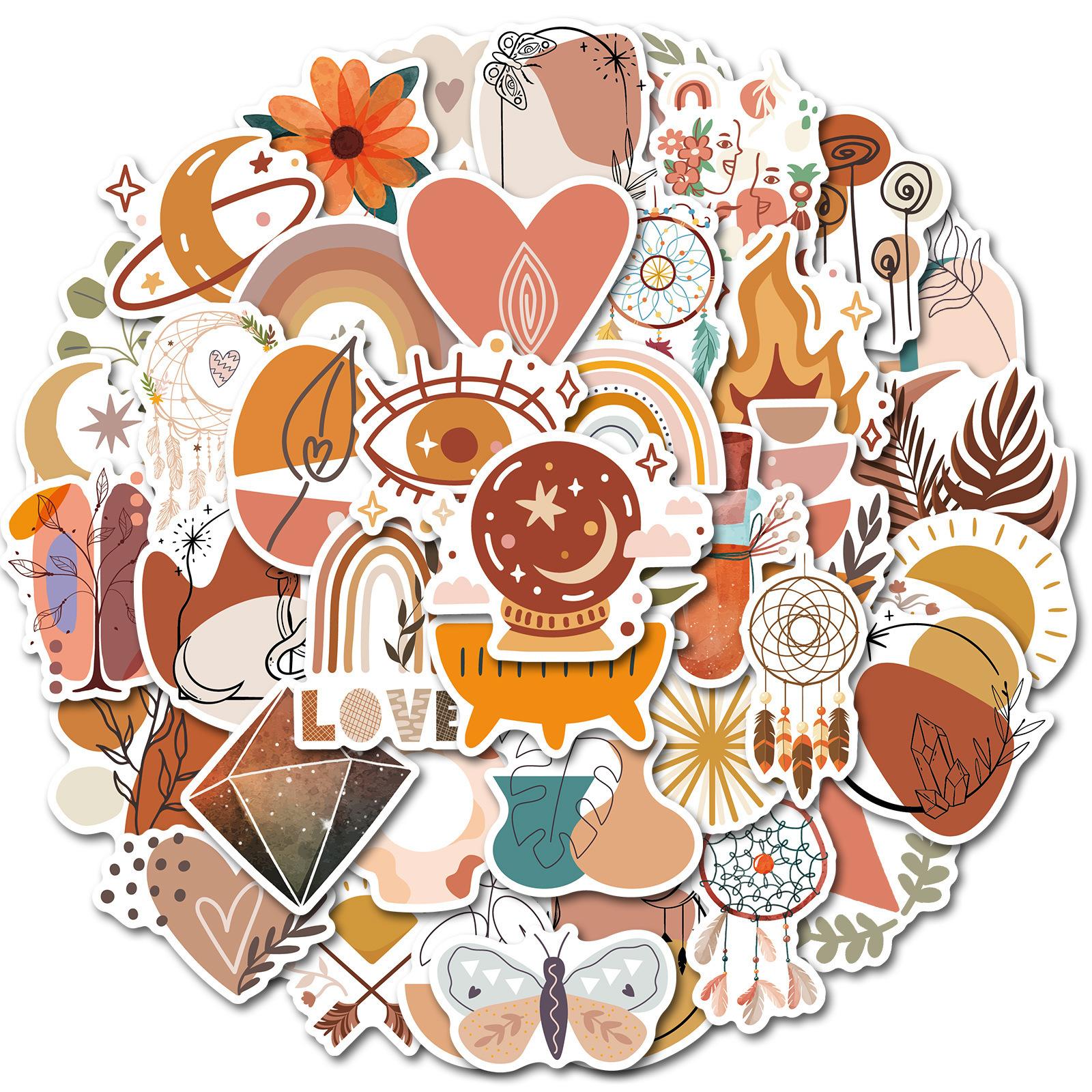 

50 Bosilia Leaf Stickers Boho Style Simple Little Fresh Ins Style Abstract Art Stickers