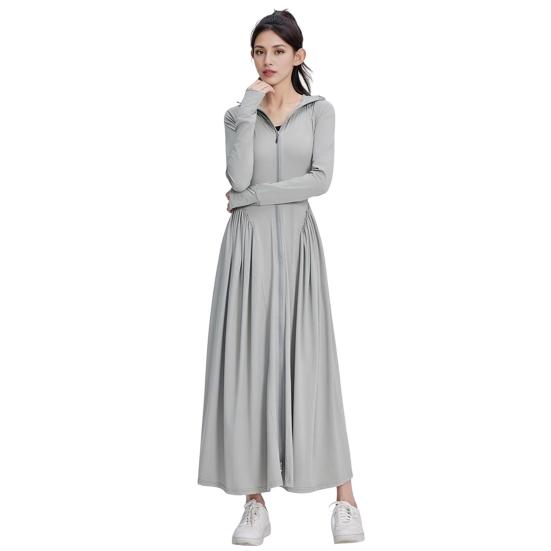 Felpa con Cappuccio da Donna Protezione Solare Cappotto Raffreddamento Corpo Intero Abbigliamento Solare Manica Lunga Costume da Bagno Copricostume Abito per Estate Spiaggia Pesca Escursionismo