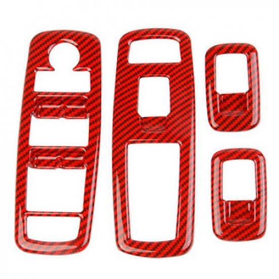 Red Carbon Fiber Window Lift Switch Panel Cover For Dodge Durango Charger 11-20