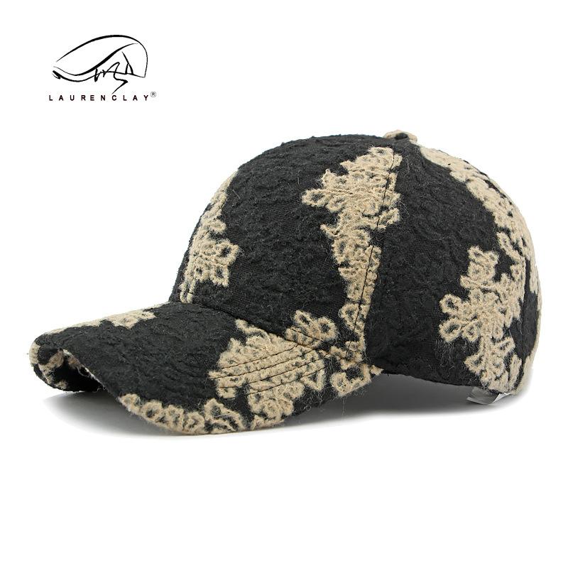 Personalisierte Jacquard Hardtop Baseballkappe Damen Herbst und Winter neuer Hut Damen Retro gebogener Schirm Kappe