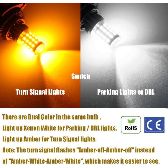 iBrightstar Super Bright 3157 4157 3155 3457 Switchback LED Bulbs with Projector Replacement for Daytime Running Lights/DRL and Turn Signal Lights,
