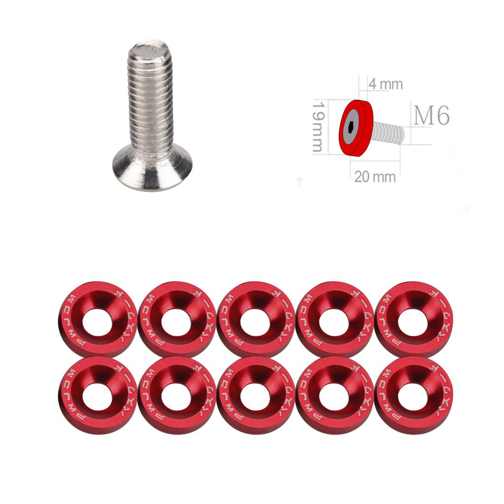 Car Modification Aluminum Alloy M6 Thickened Spacer Screws Battery Guard Plate Washers Mudguard Screws Decoration