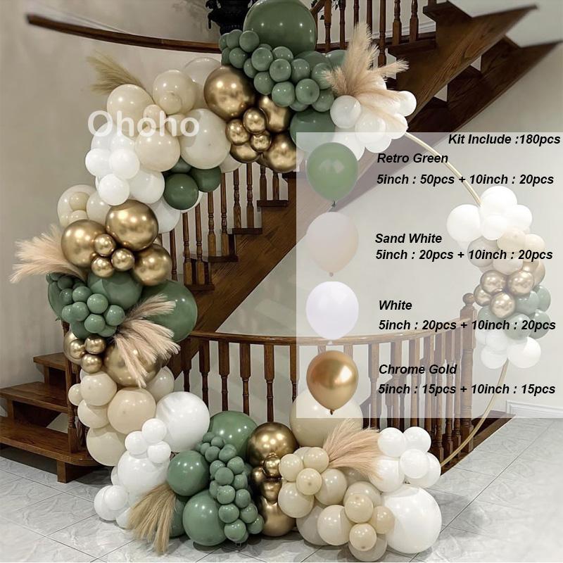 Beige Green Balloon Garland Arch Kit Baby Shower Boy Girl Birthday Party Decoration Wedding Engagement Green Balloon Set Baptism Christening