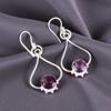 Amethyst Gemstone 925 Sterling Silver Jewelry Handmade Women Hook Earrings2.06" EE-98-5