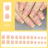 Square Press on Nail Artificial Fake Nail Tips Full Cover Yellow False Nail Glossy Glues on Nail for Women Girls 24Pcs