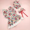 Cute Floral Pet Dress Set for Small Dogs Cats Includes Harness Hat