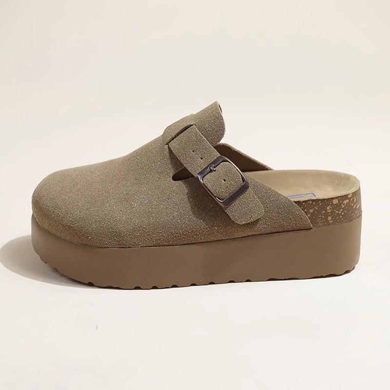 Fashion thick-soled two and a half women's autumn new one-pedal bag head slippers shoes are versatile