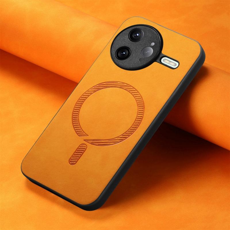 

Для POCO F7 Ultra Чехол для POCO F7 Pro Роскошный кожаный чехол для Magsafe Магнитный беспроводной зарядный чехол для POCO X7 Pro F7ultra Shell For POCO F7 Ultra оранжевый