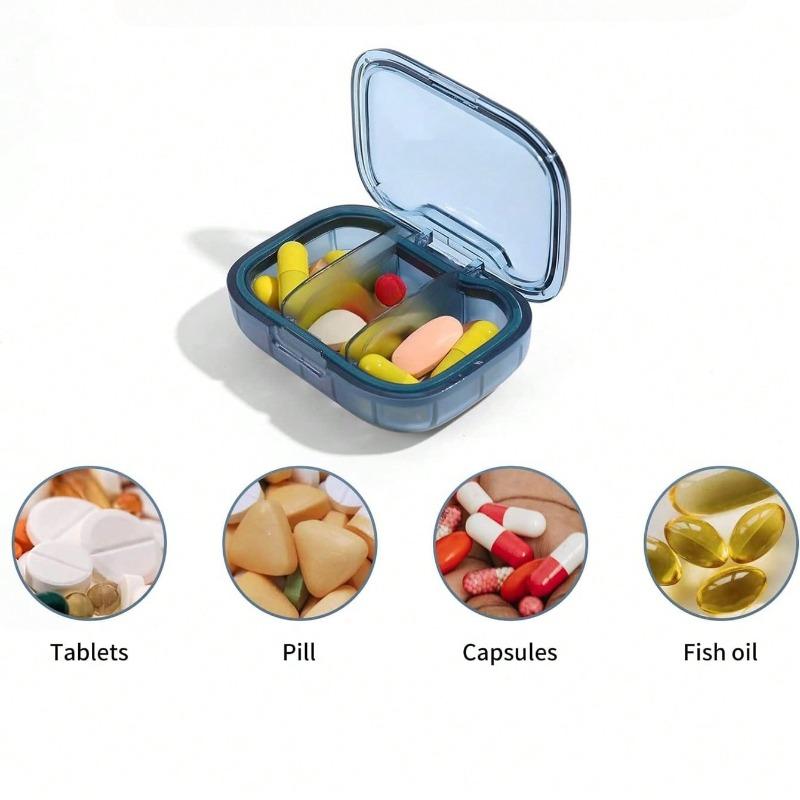 Portable Mini Pill Organizer 3-Compartment Travel Pill Case Compact Daily Medicine Storage Box Lightweight Pocket-Sized