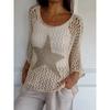 Women's Sweater Loose Hollow Knit Star Cardigan Round Neck Sun Shirt Summer Swimsuit Cover Up