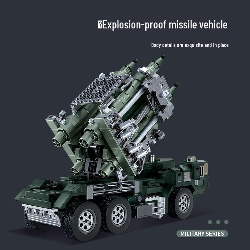 Chizao T2231-33 Explosion-Proof Armored Tank & Missile Vehicle Building Blocks Toy Model