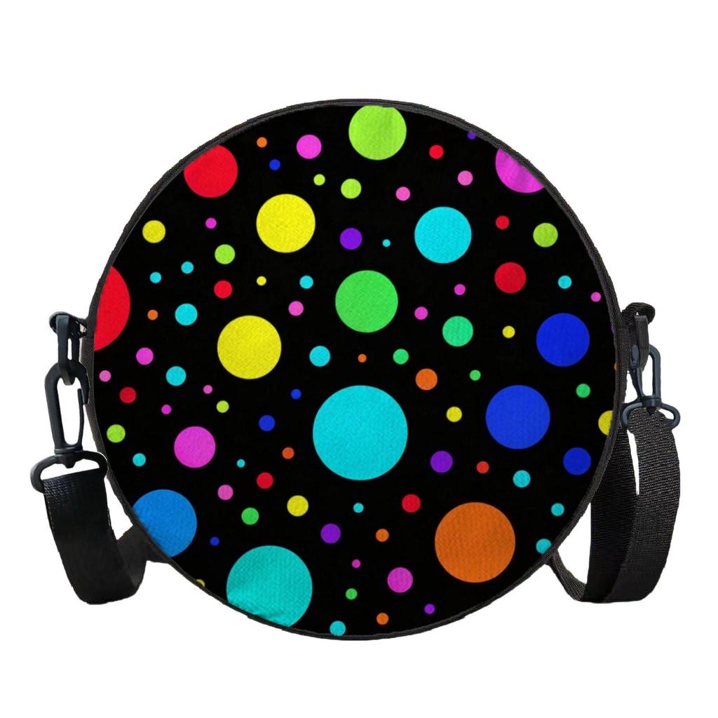 Korean Style Cartoon Print Crossbody Bag, Versatile Round Shoulder Bag for Women and Students, Customizable Design.