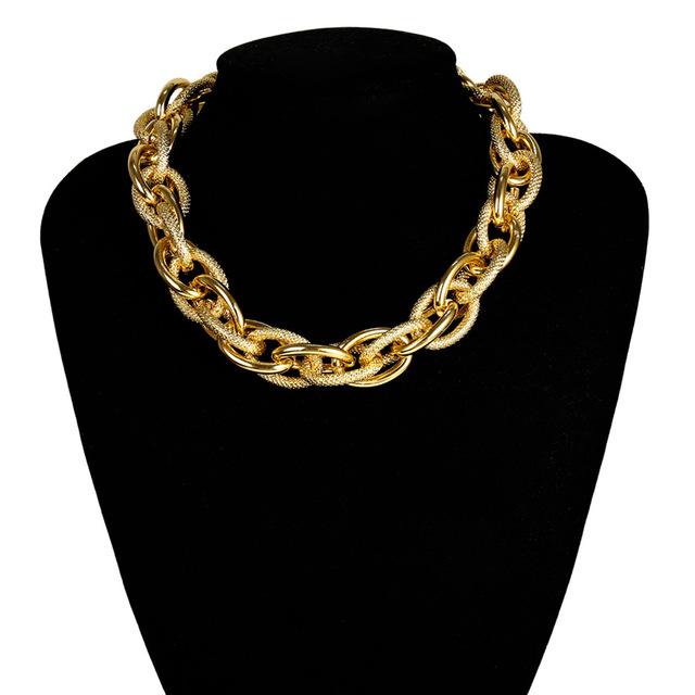 

High Quality Punk Lock Choker Necklace Pendant Women Collar Statement Brand Gold Color Chunky Thick Chain Necklace Steampunk Men