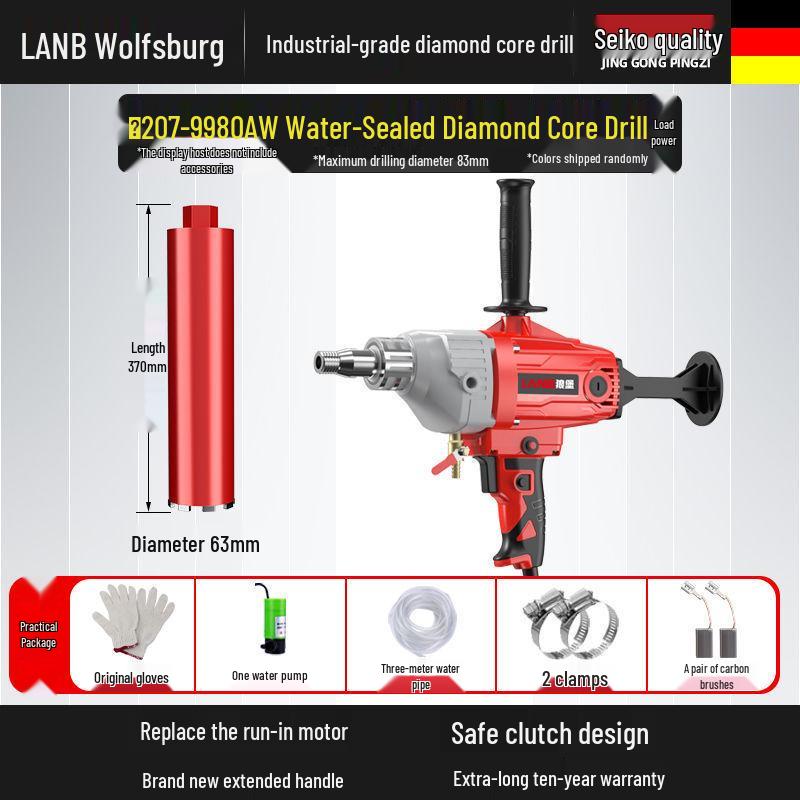 Diamantkern-Betonbohrer & Ständer – Handgehaltener Nass-/Trockenlochbohrer mit Wasserbohrermischer